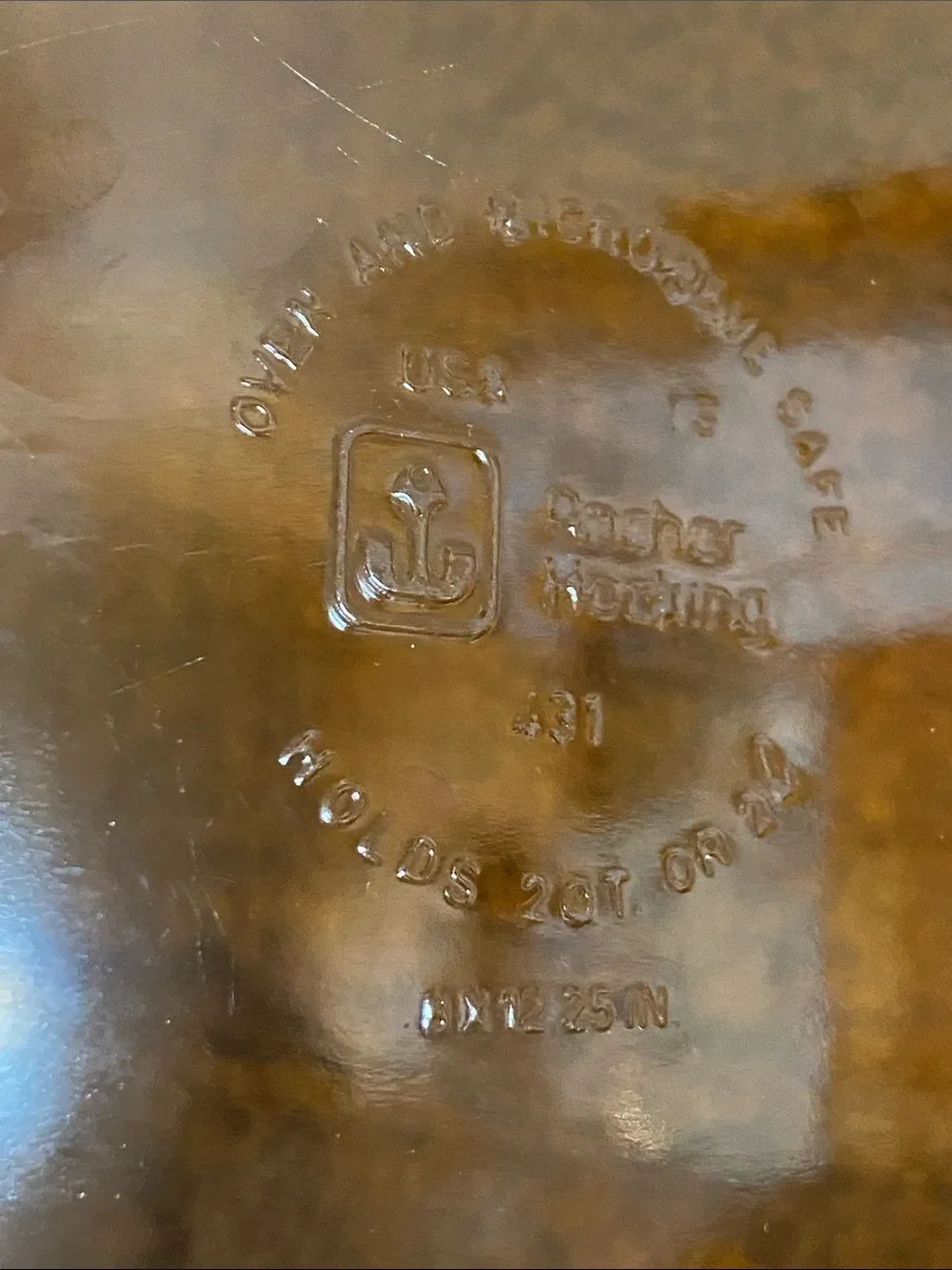 Anchor Hiking Vintage Amber Glass Bakeware with Embossed Marking